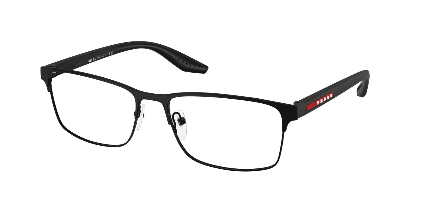Prada Linea Rossa PS50PV Rectangle Eyeglasses 1BO1O1-Matte Black 55-145-17 - Color Map Black