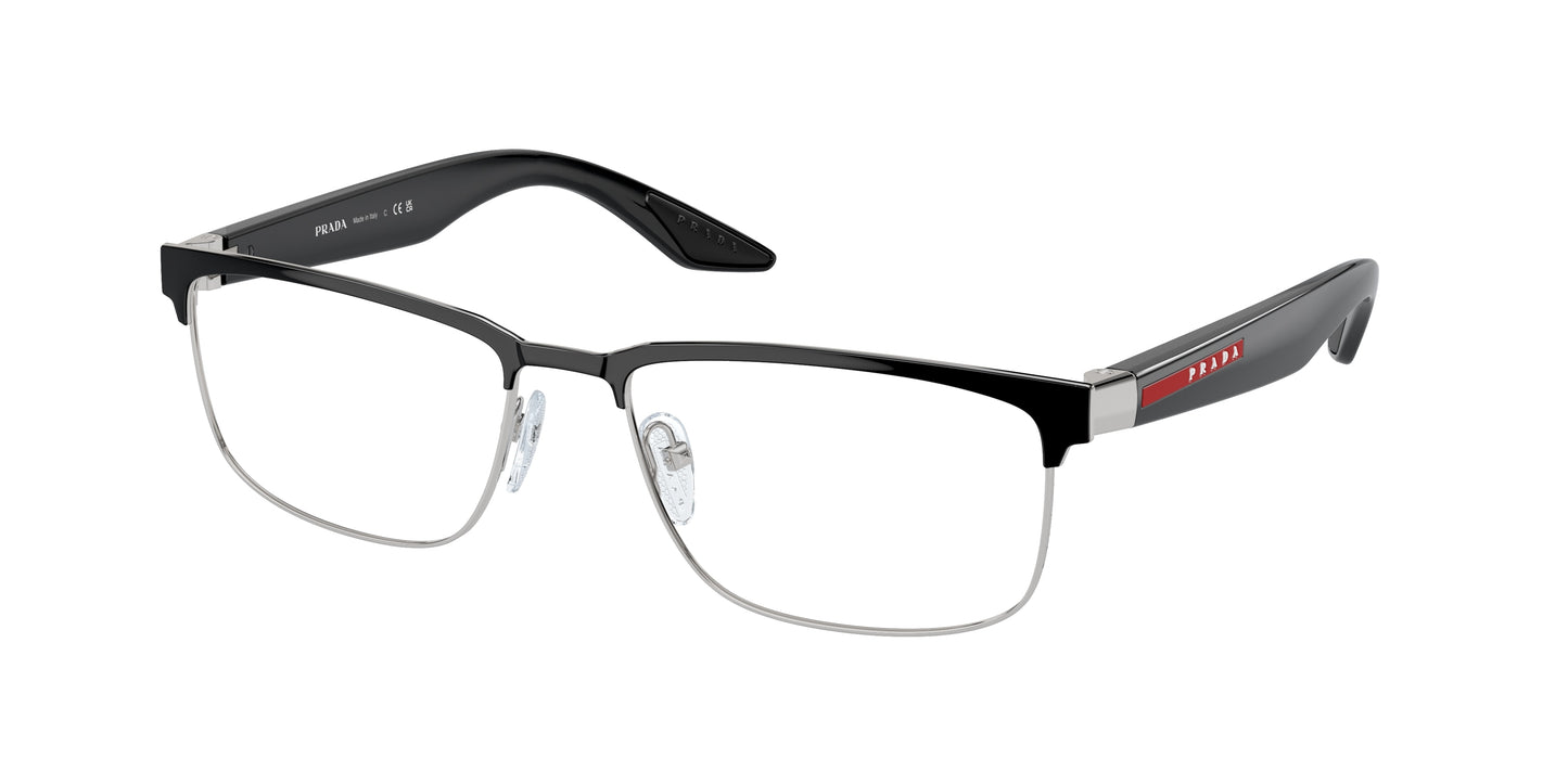 Prada Linea Rossa PS51PV Rectangle Eyeglasses 1AB1O1-Black 56-145-17 - Color Map Black