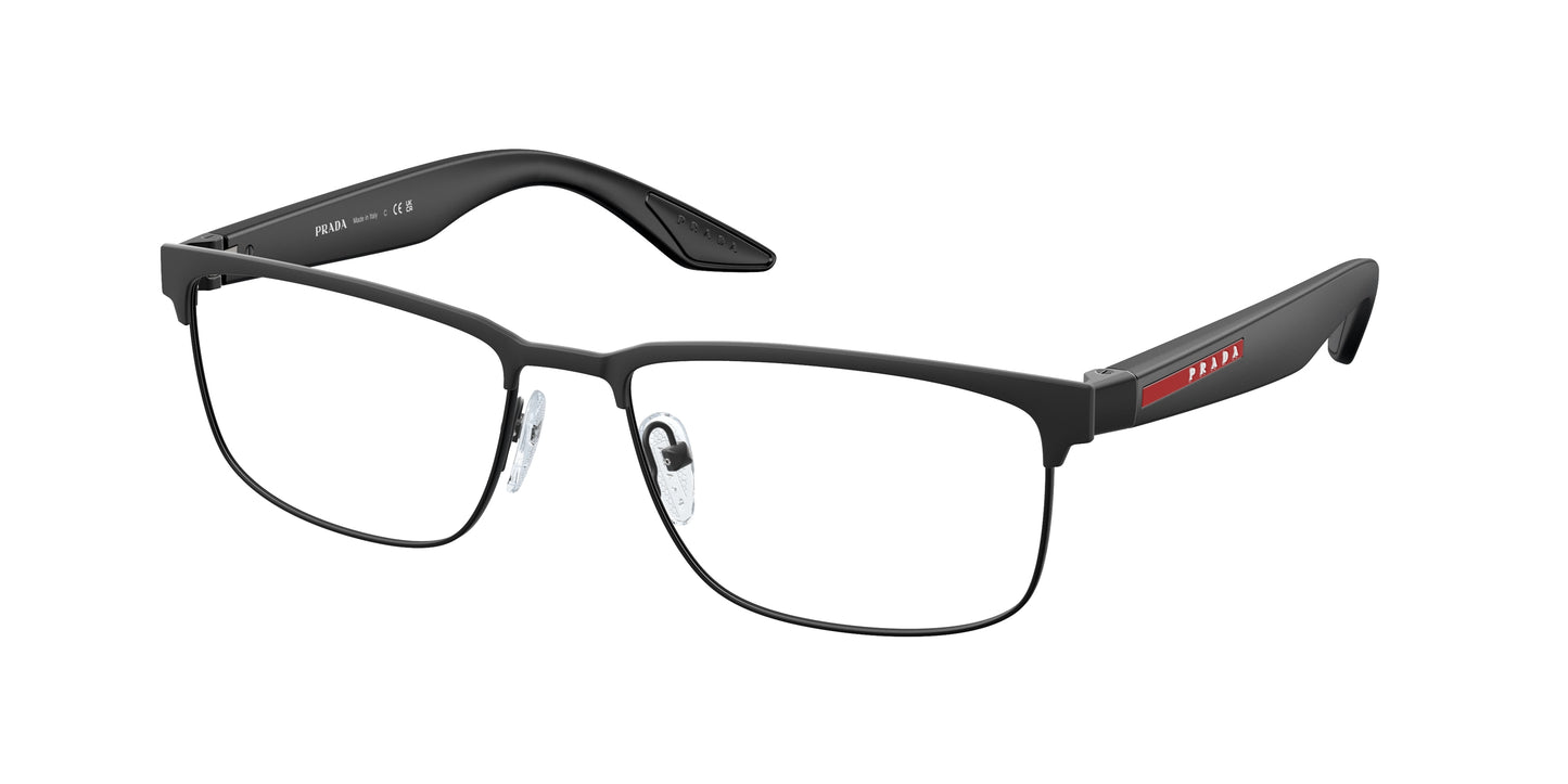 Prada Linea Rossa PS51PV Rectangle Eyeglasses DG01O1-Black Rubber 56-145-17 - Color Map Black