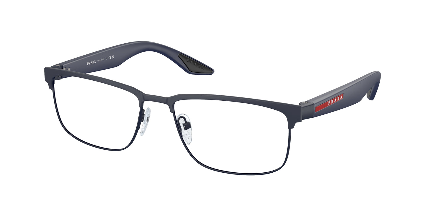 Prada Linea Rossa PS51PV Rectangle Eyeglasses UR71O1-Blue Rubber 56-145-17 - Color Map Blue