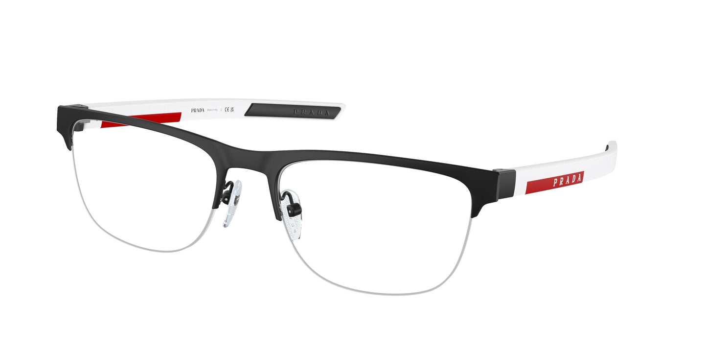 Prada Linea Rossa PS51QV Irregular Eyeglasses DG01O1-Black Rubber 57-145-19 - Color Map Black