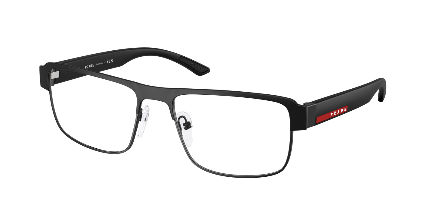 Prada Linea Rossa PS51RV Rectangle Eyeglasses 07F1O1-Matte Black 56-145-18 - Color Map Black
