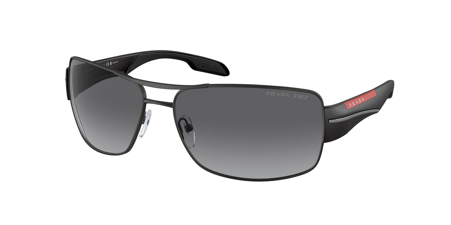 Prada Linea Rossa PS53NS Rectangle Sunglasses DG05W1-Black Rubber 65-130-16 - Color Map Black