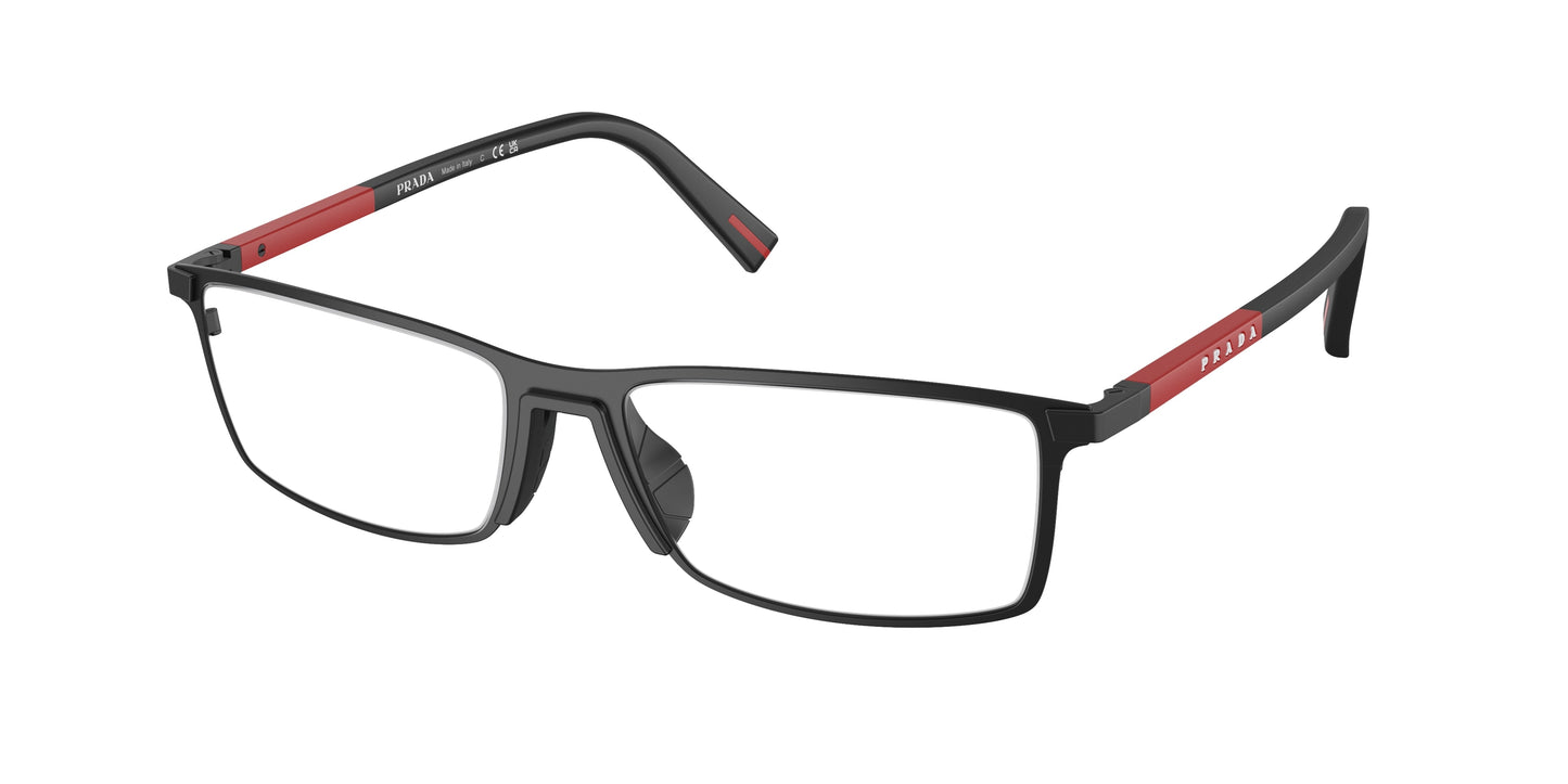 Prada Linea Rossa PS53QV Rectangle Eyeglasses 1BO1O1-Black Matte 55-145-17 - Color Map Black