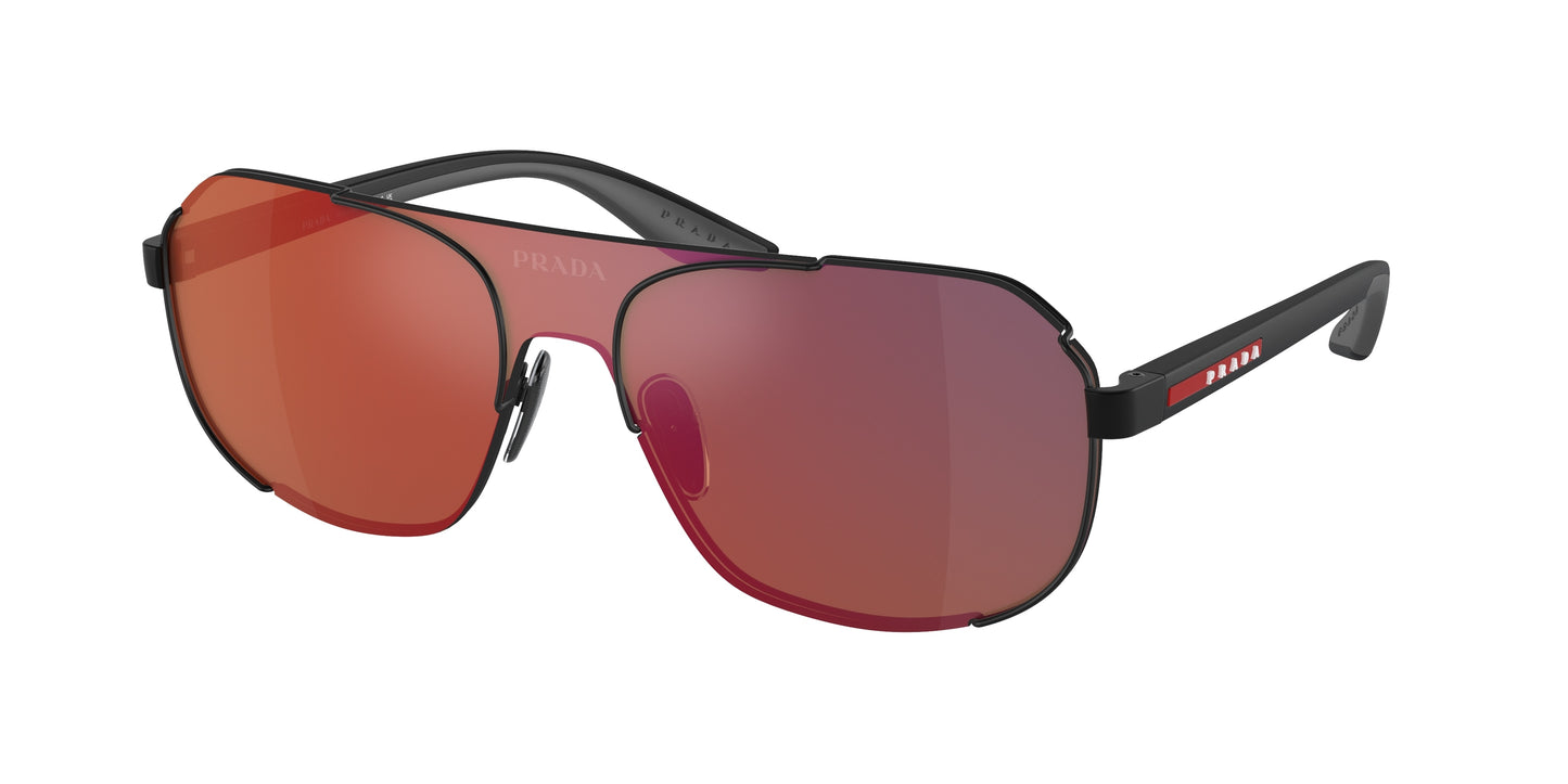 Prada Linea Rossa PS53YS Rectangle Sunglasses 1BO02U-Matte Black 0-145-140 - Color Map Black