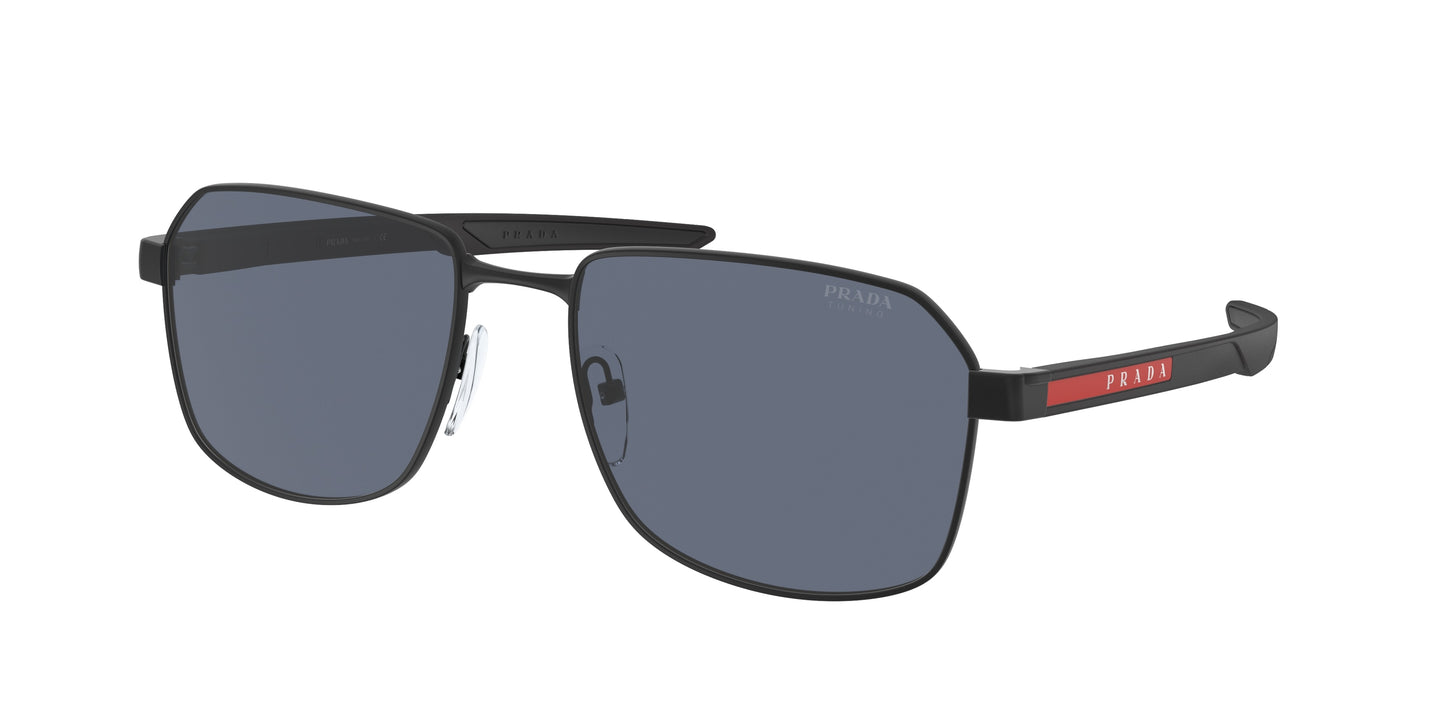 Prada Linea Rossa PS54WS Rectangle Sunglasses DG009R-Black Rubber 57-140-18 - Color Map Black