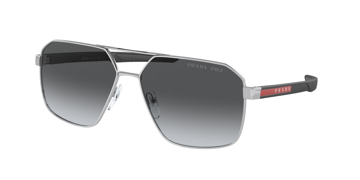 Prada Linea Rossa PS55WS Irregular Sunglasses 1BC06G-Silver 60-140-14 - Color Map Silver