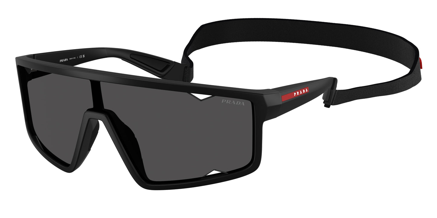 Prada Linea Rossa PSA03S Rectangle Sunglasses 1BO5S0-Matte Black 0-125-141 - Color Map Black
