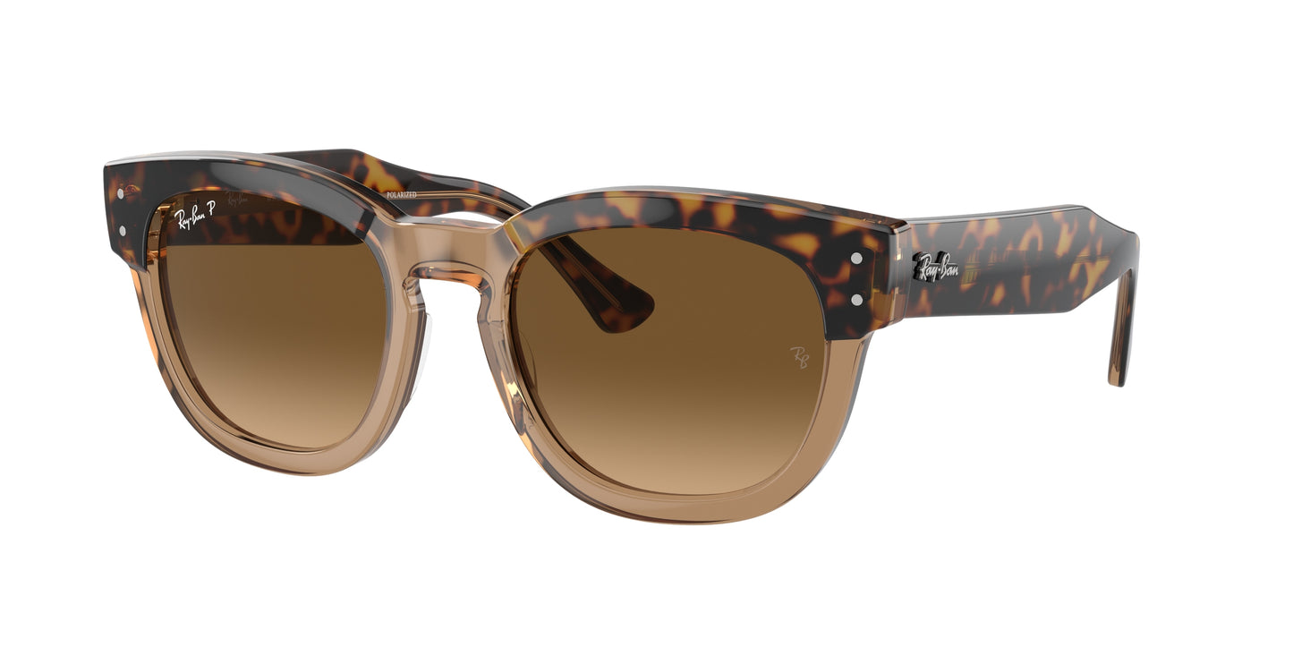 Ray-Ban MEGA HAWKEYE RB0298SF Square Sunglasses 1292M2-Havana On Transparent Brown 53-145-21 - Color Map Gold