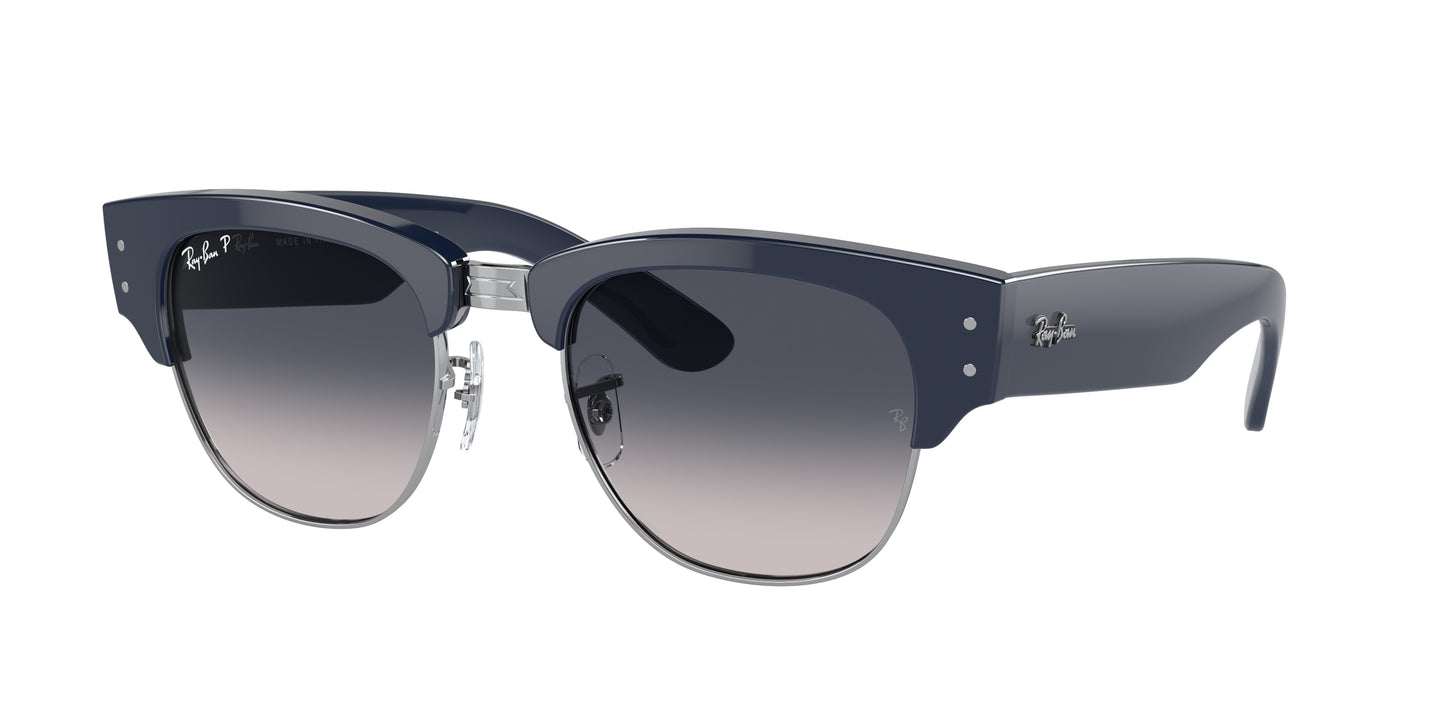 Ray-Ban MEGA CLUBMASTER RB0316S Square Sunglasses 136678-Blue On Silver 53-145-21 - Color Map Blue