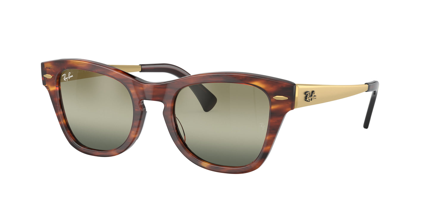 Ray-Ban RB0707SM Square Sunglasses 954/G4-Striped Havana 53-145-21 - Color Map Brown