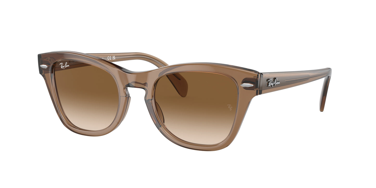 Ray-Ban RB0707S Square Sunglasses 664051-Transparent Light Brown 53-145-21 - Color Map Brown