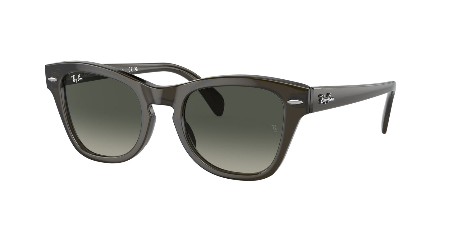 Ray-Ban RB0707S Square Sunglasses 664271-Transparent Olive Green 50-145-21 - Color Map Green