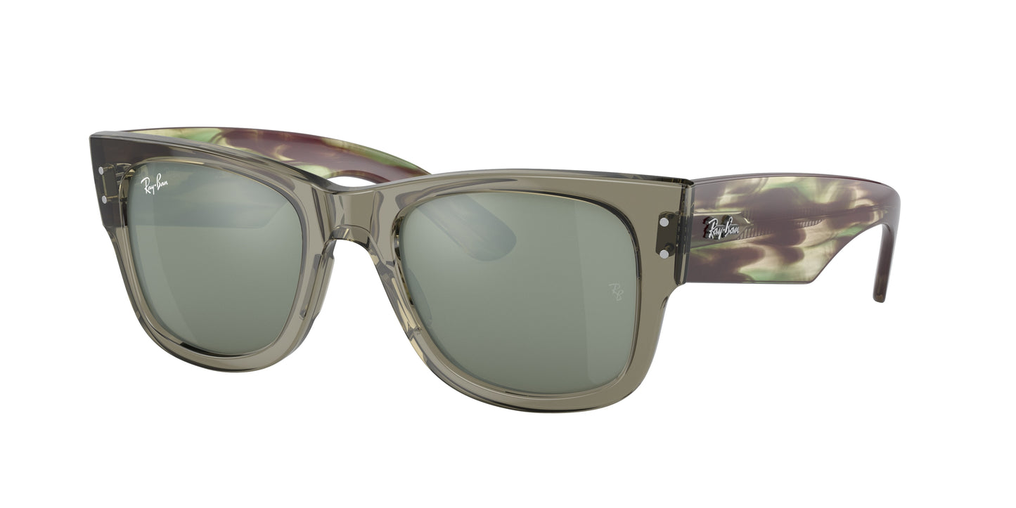 Ray-Ban MEGA WAYFARER RB0840S Square Sunglasses 66355C-Transparent Green 51-145-21 - Color Map Green