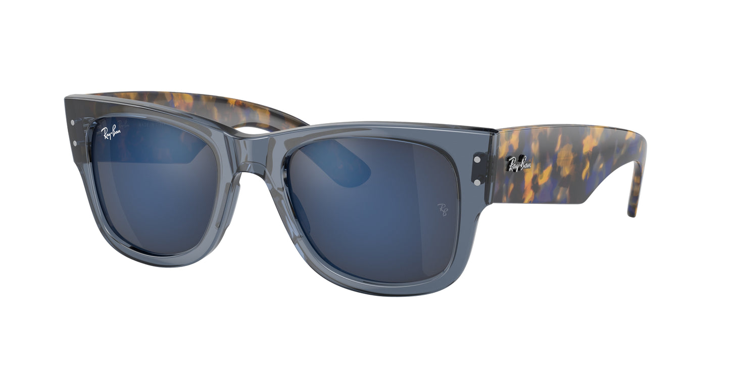 Ray-Ban MEGA WAYFARER RB0840S Square Sunglasses 6638O4-Transparent Dark Blue 51-145-21 - Color Map Blue