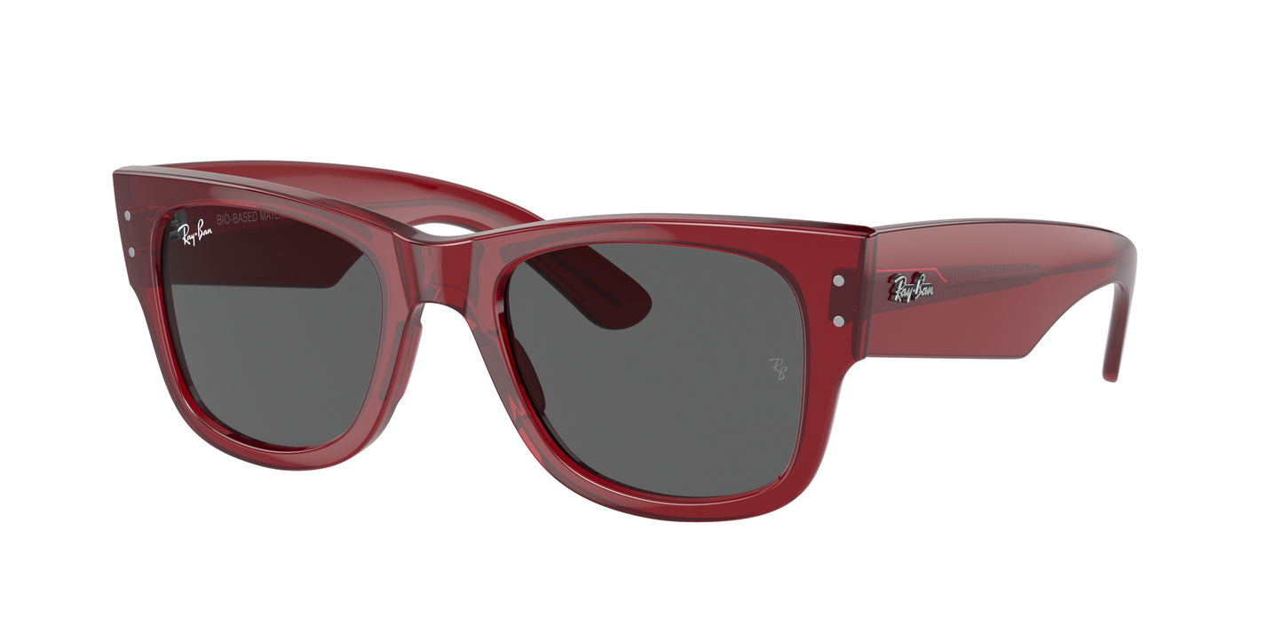 Ray-Ban MEGA WAYFARER RB0840S Square Sunglasses 6679B1-Transparent Red 51-145-21 - Color Map Red