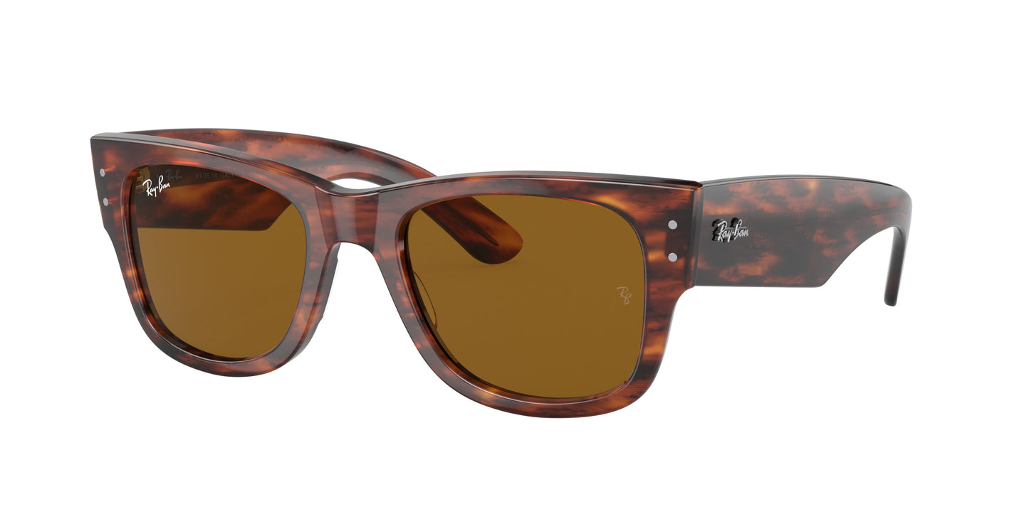 Ray-Ban MEGA WAYFARER RB0840S Square Sunglasses 954/33-Striped Havana 51-145-21 - Color Map Brown
