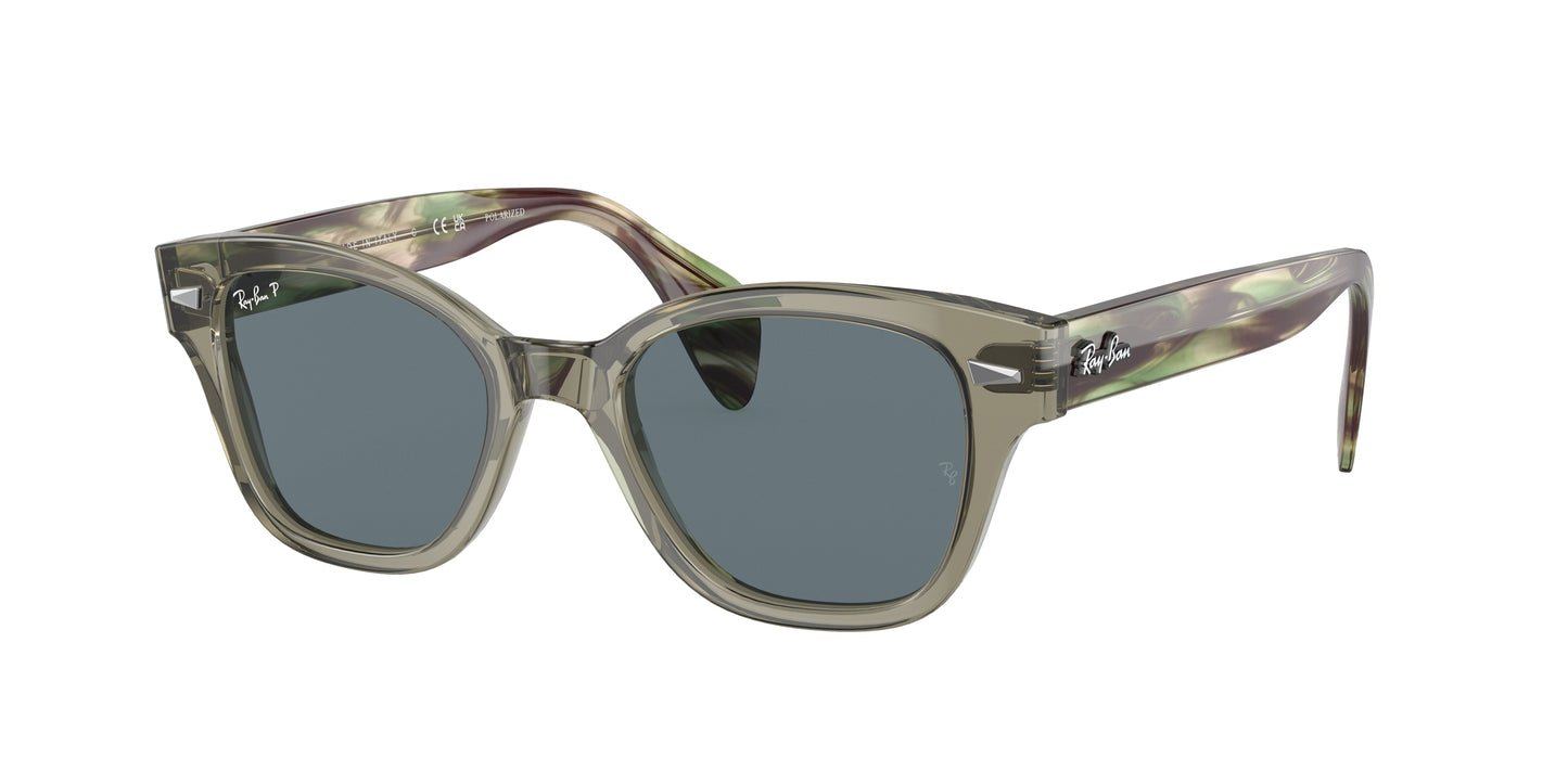 Ray-Ban RB0880S Square Sunglasses 66353R-Transparent Green 52-145-19 - Color Map Green