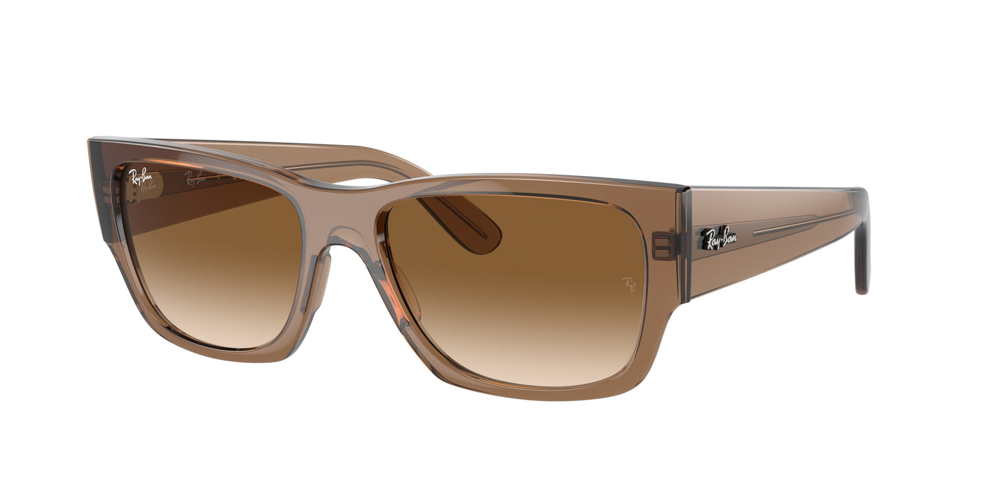 Ray-Ban CARLOS RB0947S Rectangle Sunglasses 664051-Transparent Light Brown 56-145-18 - Color Map Brown