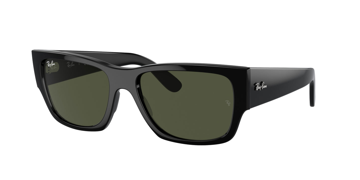 Ray-Ban CARLOS RB0947S Rectangle Sunglasses 901/31-Black 56-145-18 - Color Map Black