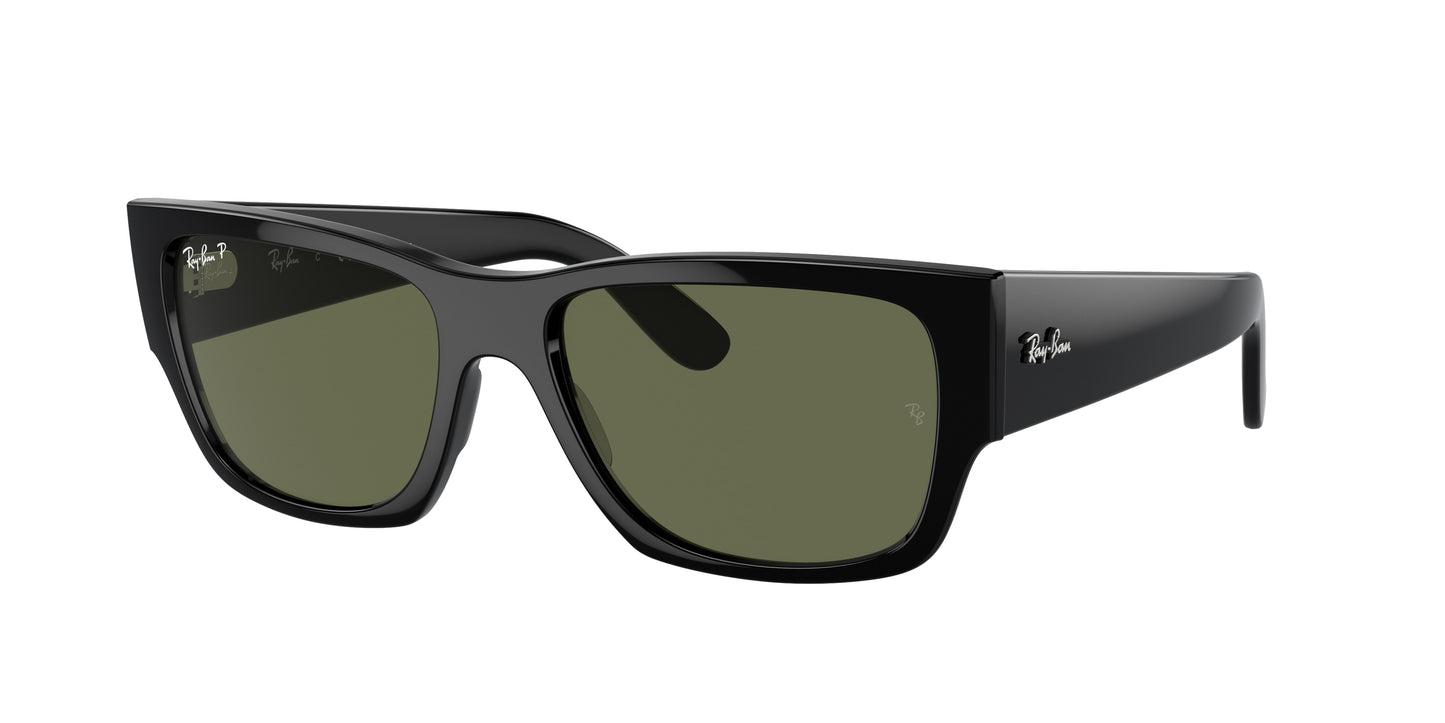 Ray-Ban CARLOS RB0947S Rectangle Sunglasses 901/58-Black 56-145-18 - Color Map Black