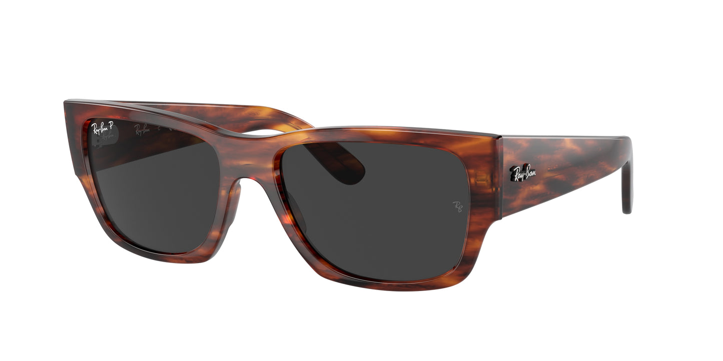 Ray-Ban CARLOS RB0947S Rectangle Sunglasses 954/48-Striped Havana 56-145-18 - Color Map Brown