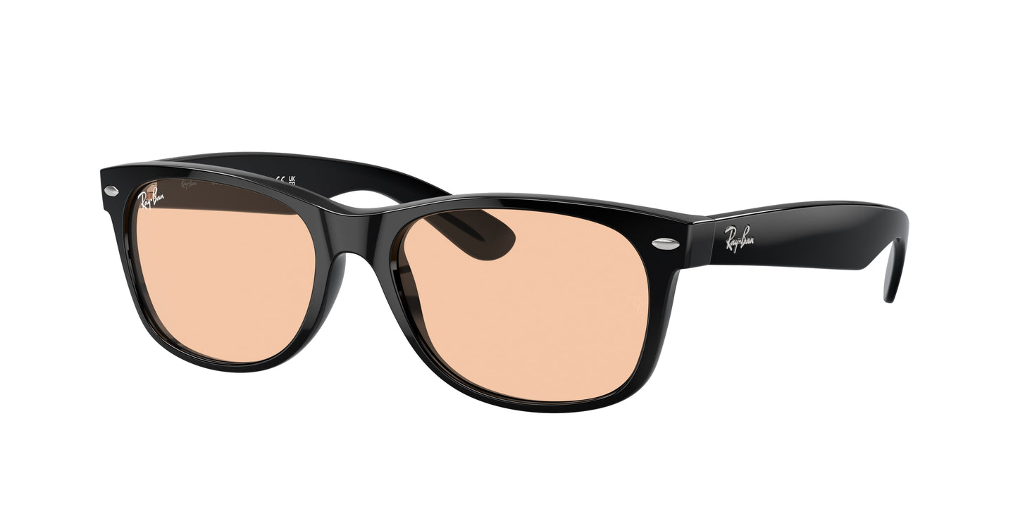 Ray-Ban NEW WAYFARER LOW BRIDGE FIT RB2132F Square Sunglasses 601/4B-Black 54-140-18 - Color Map Black