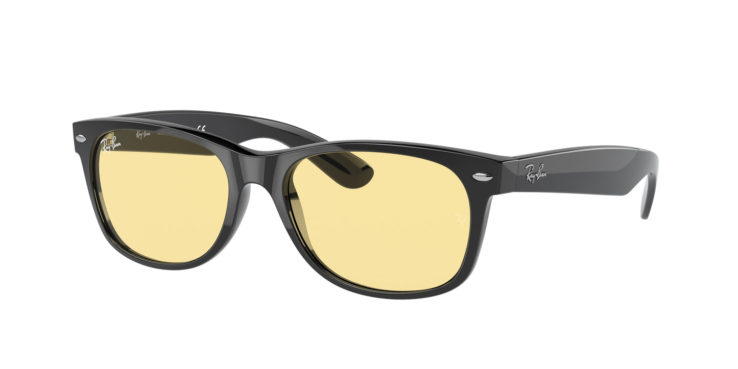 Ray-Ban NEW WAYFARER LOW BRIDGE FIT RB2132F Square Sunglasses 601/R6-Black 54-140-18 - Color Map Black