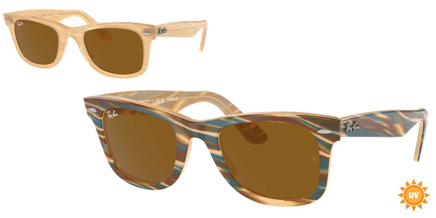Ray-Ban WAYFARER RB2140 Square Sunglasses 140833- 50-150-22 - Color Map Brown