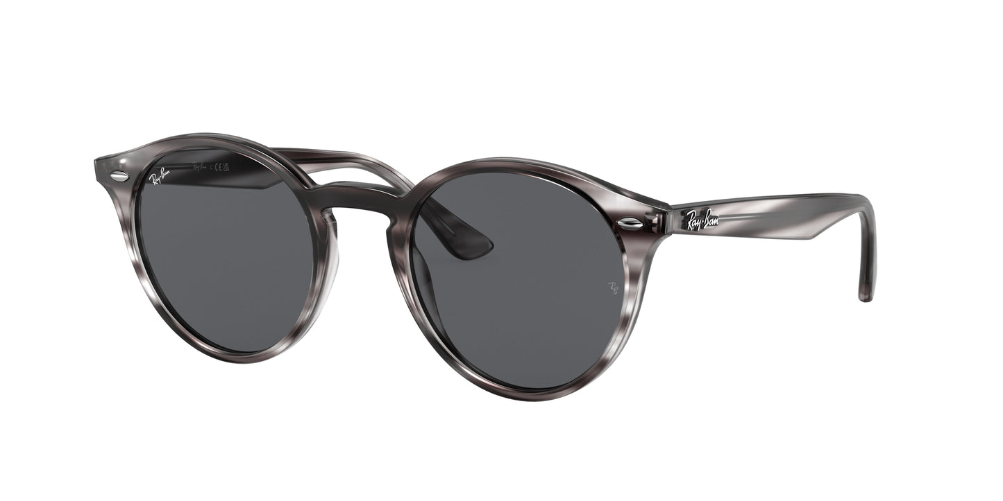 Ray-Ban RB2180 Round Sunglasses 643087-Striped Grey Havana 52-150-21 - Color Map Grey