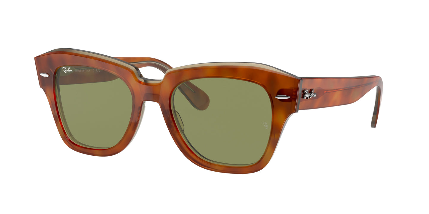 Ray-Ban STATE STREET RB2186 Square Sunglasses 12934E-Havana On Transparent Beige 49-145-20 - Color Map Tortoise