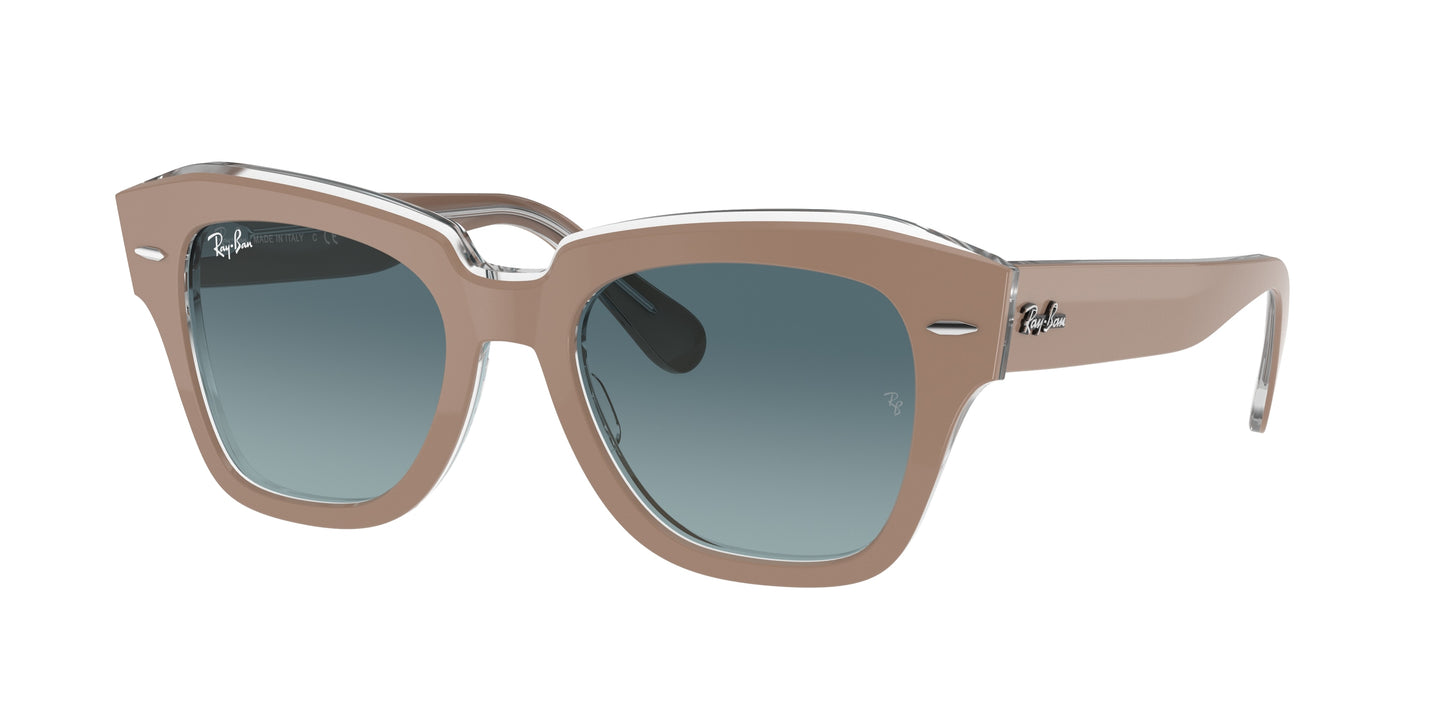 Ray-Ban STATE STREET RB2186 Square Sunglasses 12973M-Beige On Transparent 49-145-20 - Color Map Beige