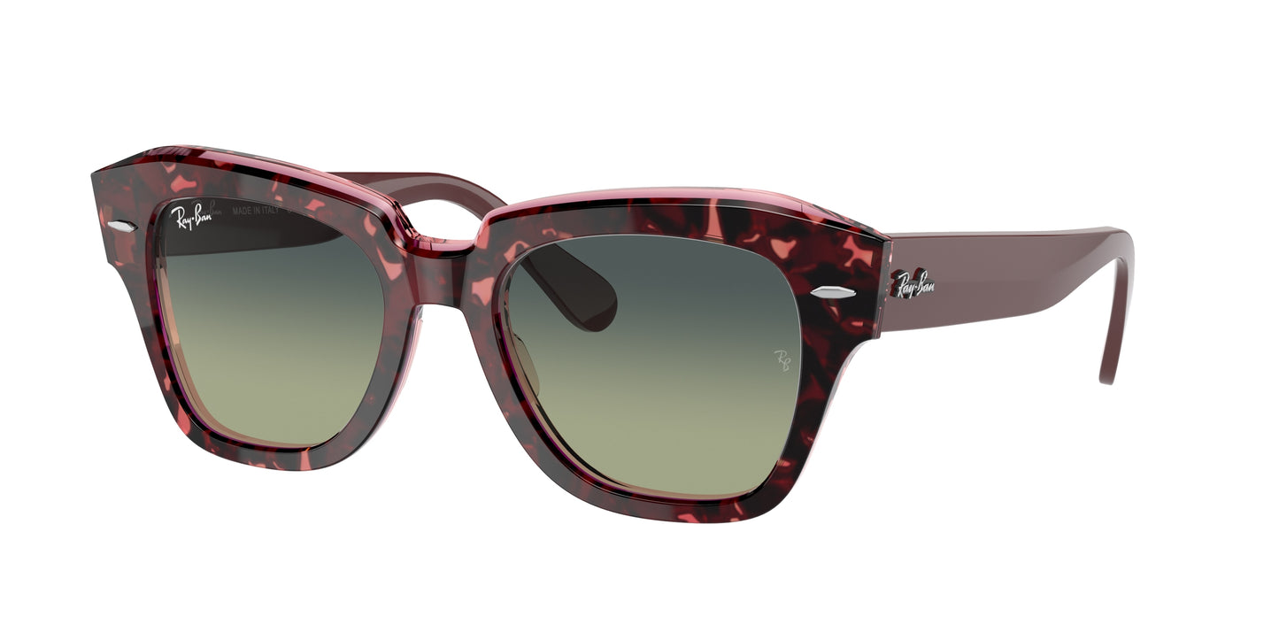 Ray-Ban STATE STREET RB2186 Square Sunglasses 1323BH-Havana On Transparent Purple 52-145-20 - Color Map Red