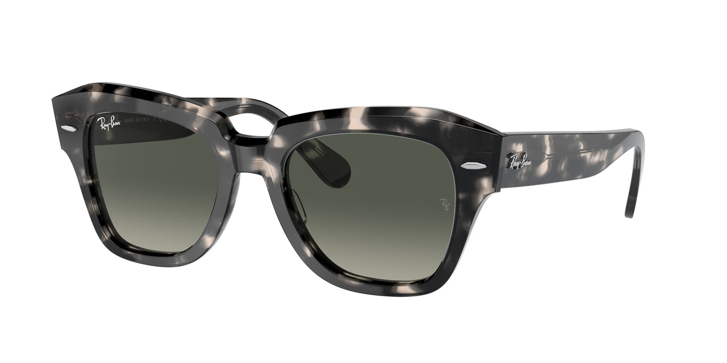 Ray-Ban STATE STREET RB2186 Square Sunglasses 133371-Grey Havana 52-145-20 - Color Map Tortoise