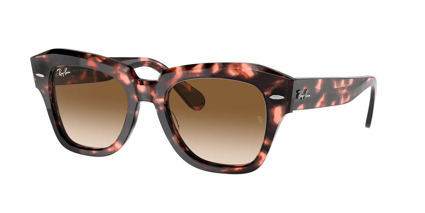 Ray-Ban STATE STREET RB2186 Square Sunglasses 133451-Pink Havana 52-145-20 - Color Map Tortoise