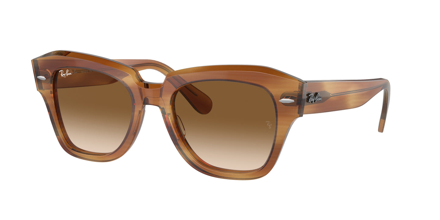 Ray-Ban STATE STREET RB2186 Square Sunglasses 140351-Striped Brown 52-145-20 - Color Map Tortoise