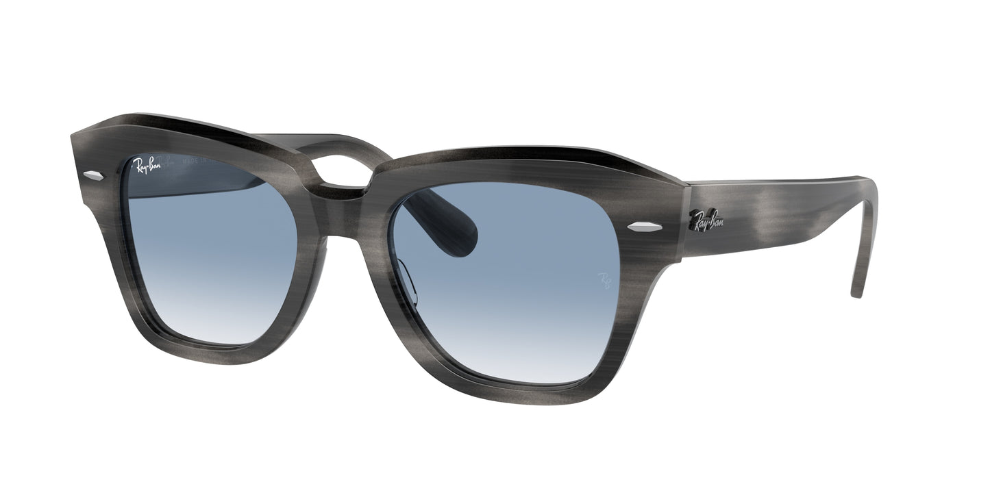 Ray-Ban STATE STREET RB2186 Square Sunglasses 14043F-Striped Grey 52-145-20 - Color Map Grey