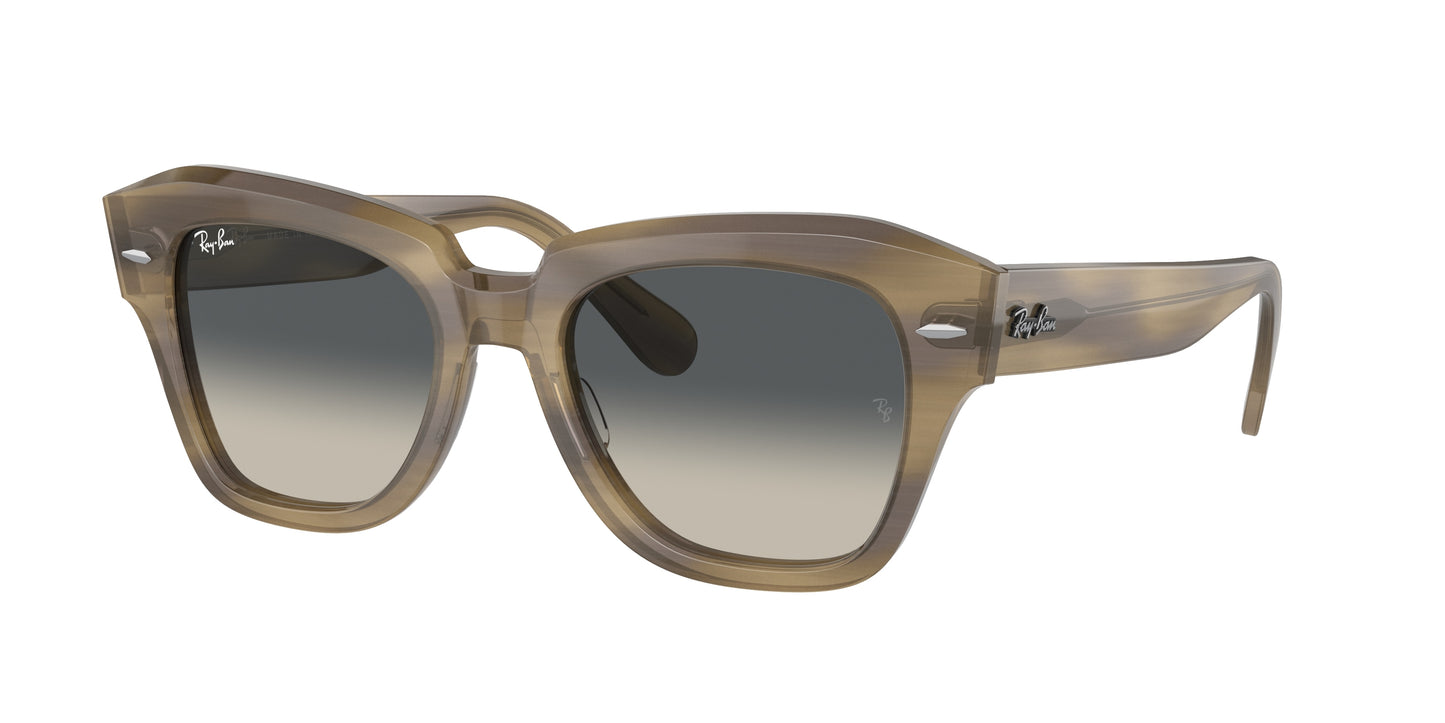 Ray-Ban STATE STREET RB2186 Square Sunglasses 140571-Striped Green 52-145-20 - Color Map Green
