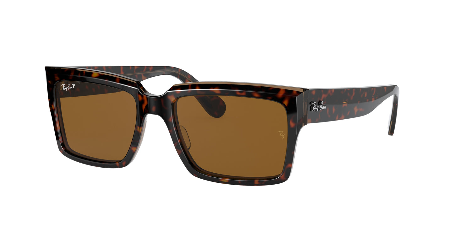 Ray-Ban INVERNESS RB2191 Rectangle Sunglasses 129257-Havana On Transparent Brown 54-145-18 - Color Map Gold
