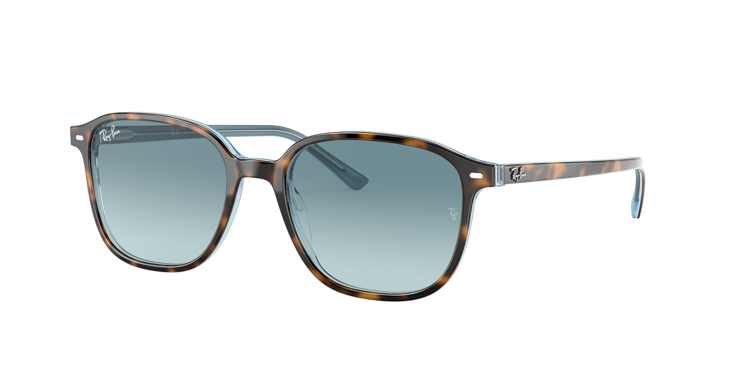 Ray-Ban LEONARD RB2193 Square Sunglasses 13163M-Havana On Light Blue 55-145-18 - Color Map Brown