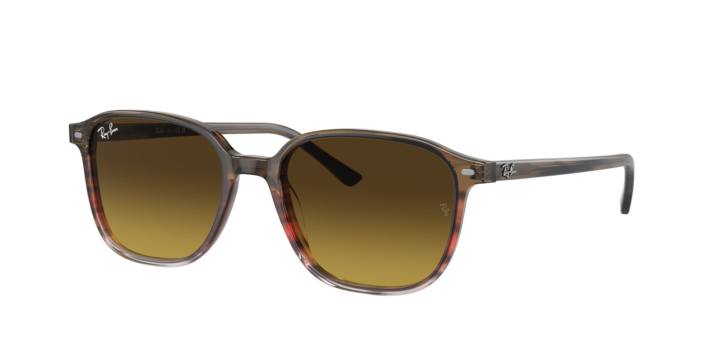Ray-Ban LEONARD RB2193 Square Sunglasses 138085-Striped Brown & Red 53-145-18 - Color Map Brown