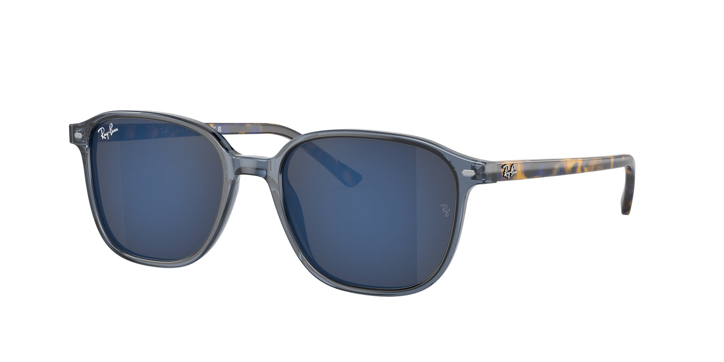 Ray-Ban LEONARD RB2193 Square Sunglasses 6638O4-Transparent Dark Blue 53-145-18 - Color Map Blue