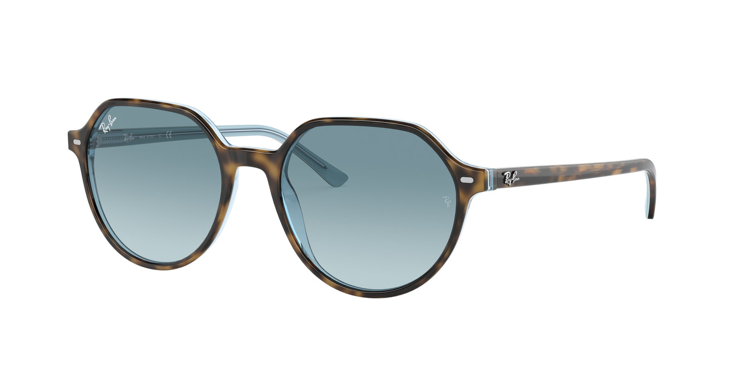 Ray-Ban THALIA RB2195 Square Sunglasses 13163M-Havana On Light Blue 53-145-18 - Color Map Brown