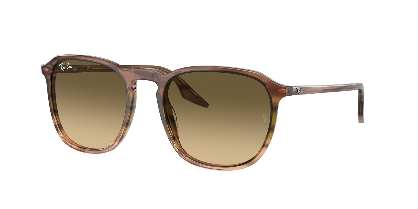 Ray-Ban RB2203 Square Sunglasses 13920A-Striped Brown & Green 55-145-20 - Color Map Brown