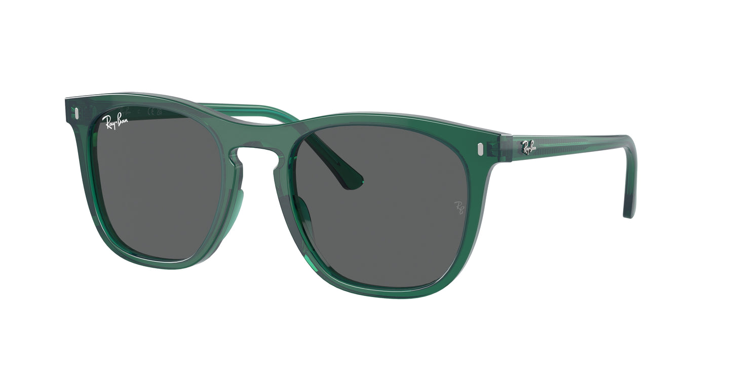 Ray-Ban RB2210F Square Sunglasses 6615B1-Transparent Green 53-145-21 - Color Map Green