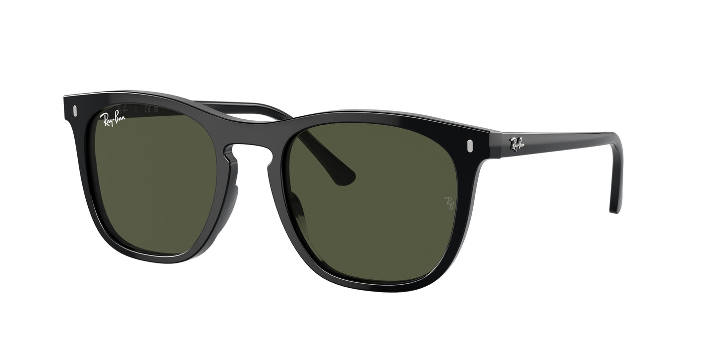 Ray-Ban RB2210F Square Sunglasses 901/31-Black 53-145-21 - Color Map Black