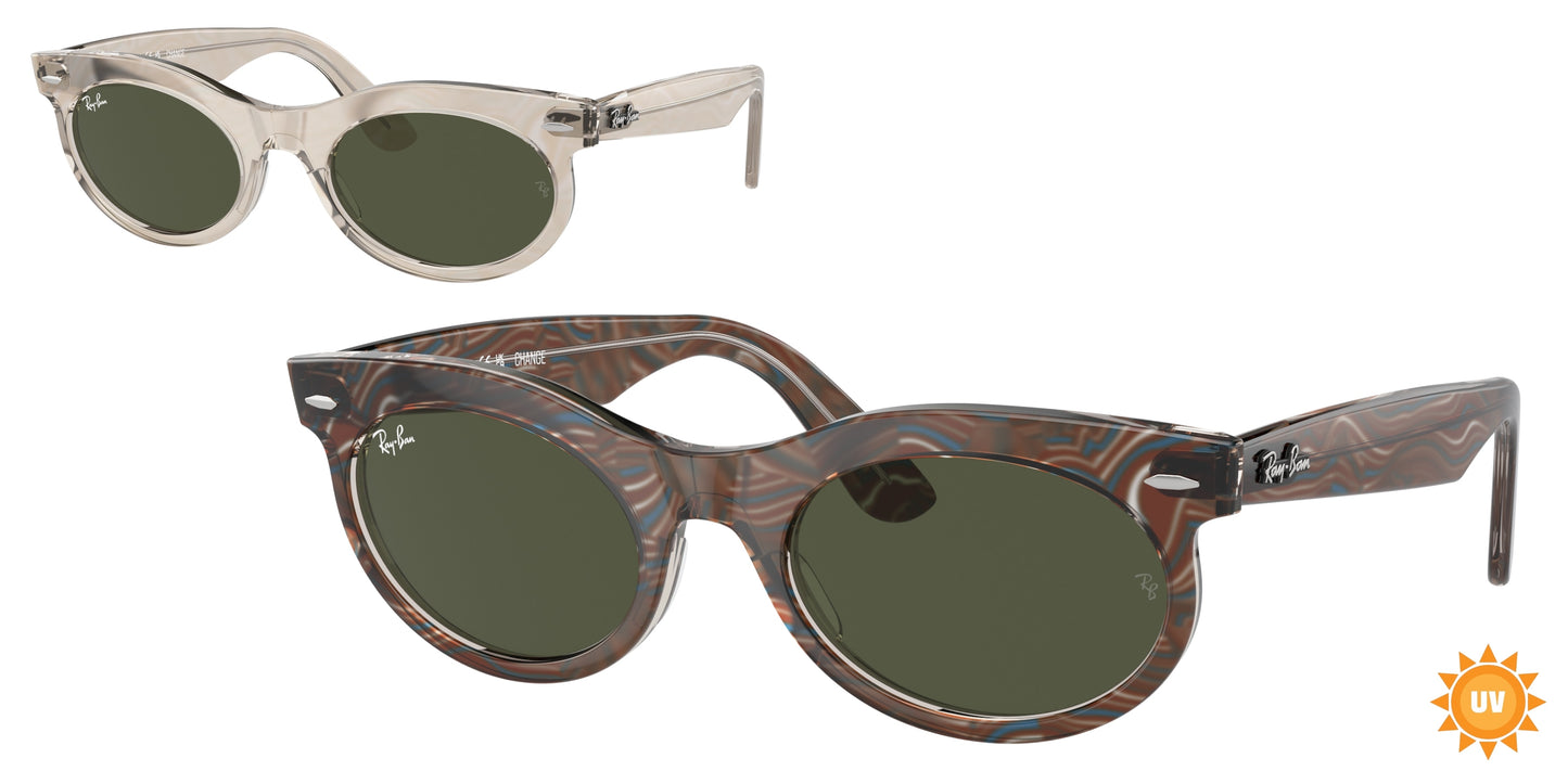 Ray-Ban WAYFARER OVAL RB2242F Oval Sunglasses 138331- 53-150-22 - Color Map Grey