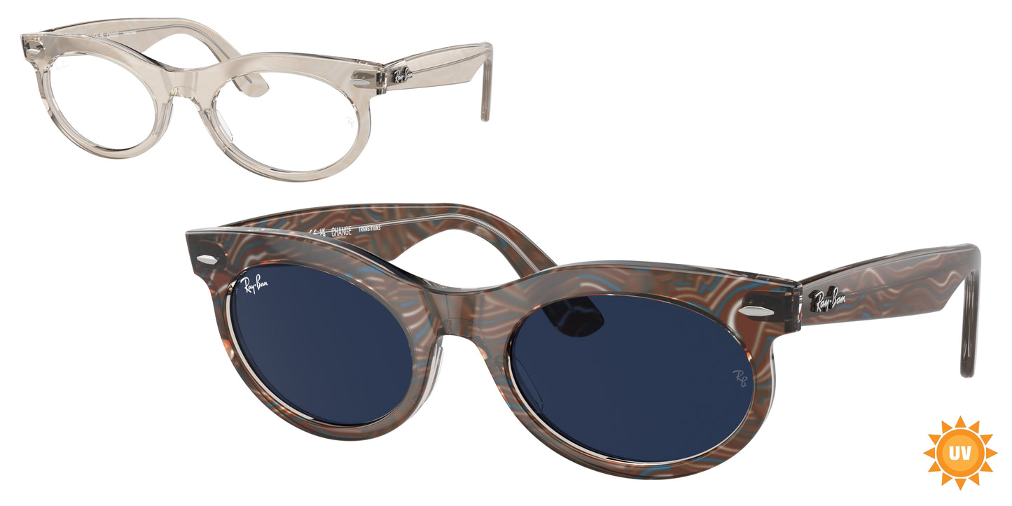 Ray-Ban WAYFARER OVAL RB2242F Oval Sunglasses 1383GG- 53-150-22 - Color Map Grey