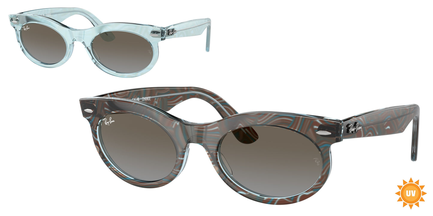 Ray-Ban WAYFARER OVAL RB2242F Oval Sunglasses 138596- 53-150-22 - Color Map Blue