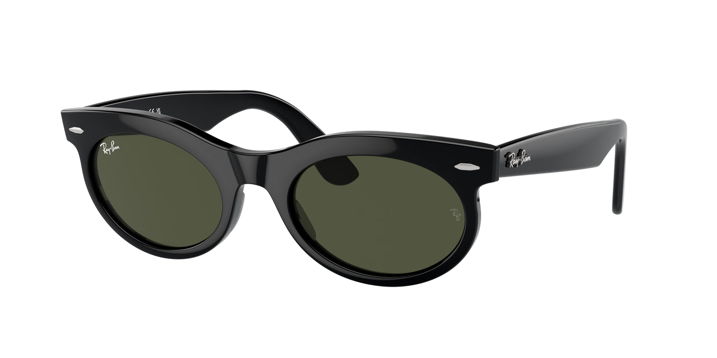 Ray-Ban WAYFARER OVAL RB2242F Oval Sunglasses 901/31-Black 53-150-22 - Color Map Black